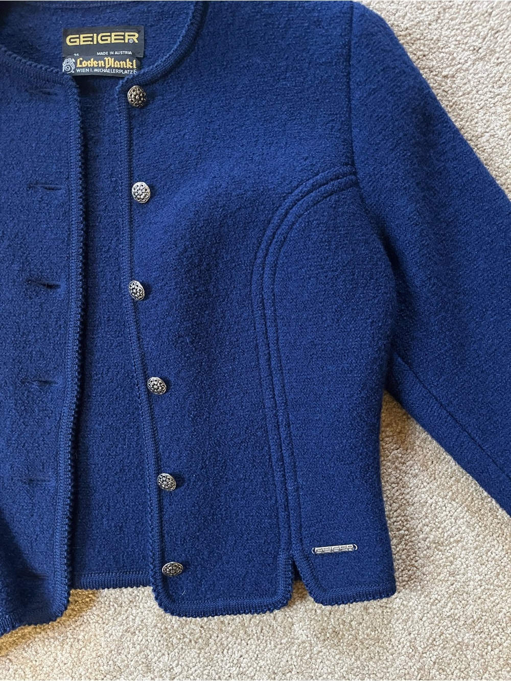 Vintage Blue Wool Button-Front Jacket - Picture 4 of 9